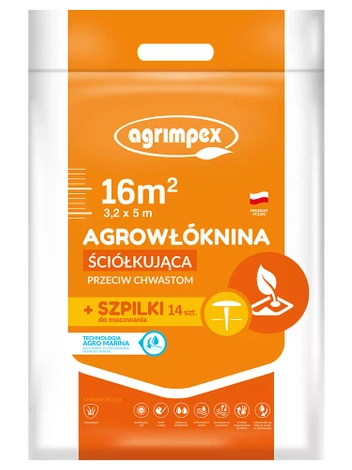 Agrowłóknina ściółkująca 3,2x5m + szpilki 14 szt | z technologią Agromarina